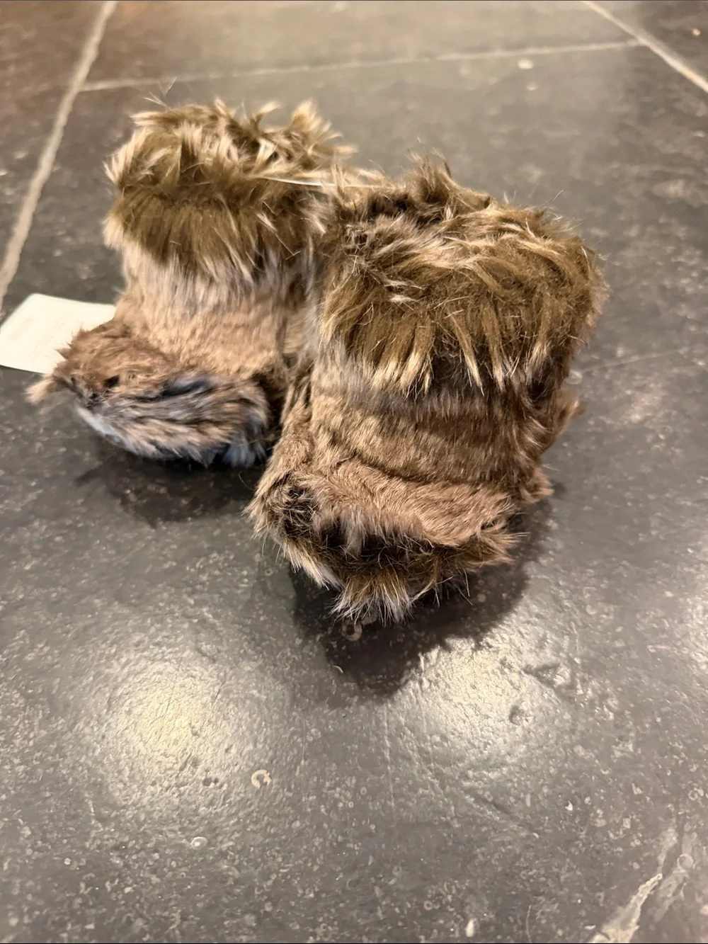 Baby & Child Restoration Hardware Plush Faux Fur Brown Baby Booties. Brand New.